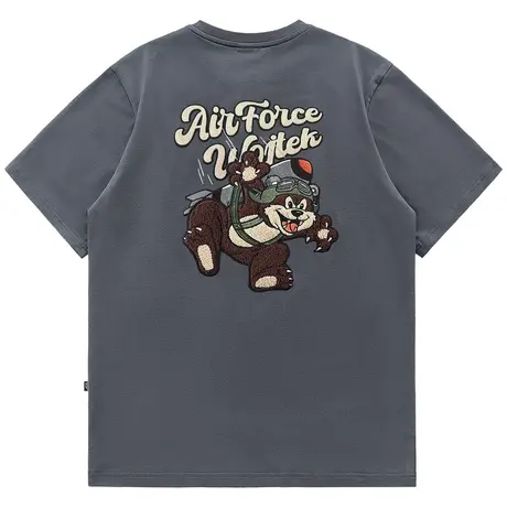 VIP刺绣短袖t恤男夏季美式复古毛巾绣纯棉体恤宽松情侣装半袖上衣商品大图