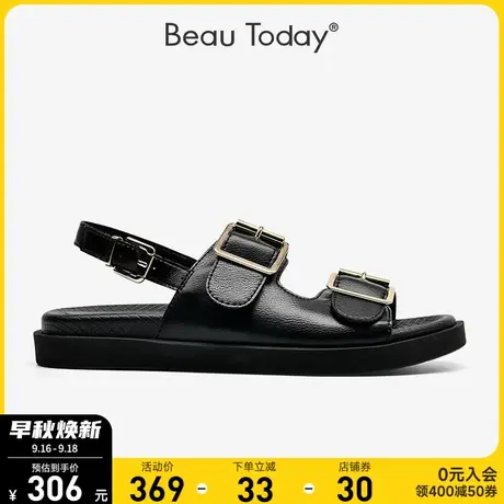BeauToday凉鞋女2023年新款BT旅游凉鞋女罗马鞋女凉鞋一字带凉鞋图片