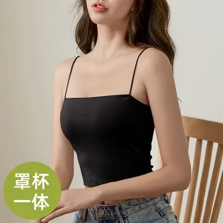 吊带背心女内搭带胸垫美背内衣夏季打底黑白色上衣外穿抹胸裹胸商品大图