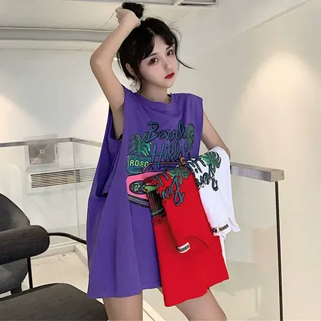 挂脖吊带坎肩背心无袖t恤女夏季设计感小众外穿ins篮球服宽松上衣图片