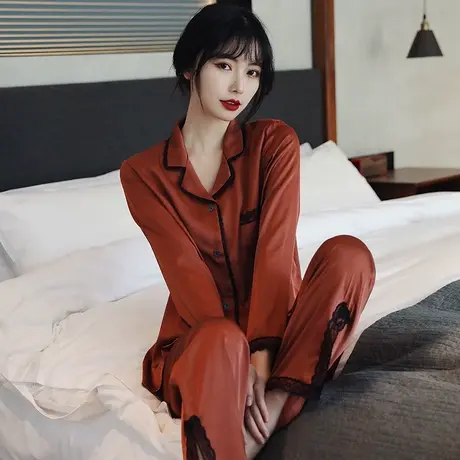 睡衣女2023年新款春秋夏网红爆款高级感ins风冰丝薄款家居服套装商品大图