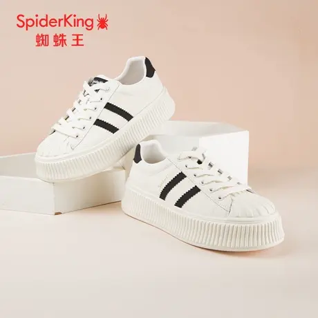 SPIDER KING/蜘蛛王板鞋女真皮2024春商场新款休闲贝壳头小白鞋潮图片