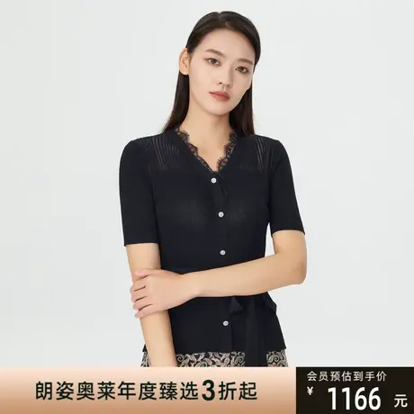 朗姿 秋季收腰系带优雅通勤风女式针织衫线下商场同款商品大图