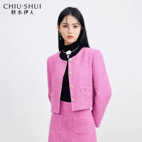 秋水伊人小个子短外套2023年秋季新款女装高级感直筒显瘦长袖上衣图片