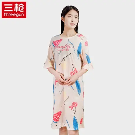 三枪2023新款夏季中袖可爱女款薄款棉睡裙可外穿睡衣夏天家居服图片