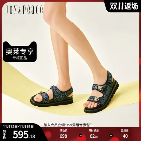 真美诗2023夏季新款舒适厚底简约休闲松糕厚底凉鞋凉拖女YVG01BL3图片