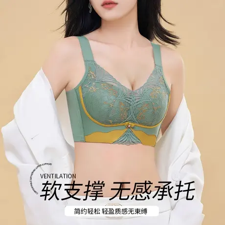 浪莎内衣女士小胸聚拢上托显大无钢圈性感收副乳防下垂调整型胸罩商品大图