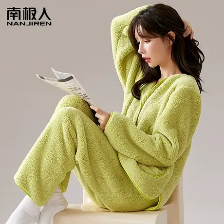珊瑚绒睡衣女士加厚加绒秋冬季2023年新款可外穿法兰绒家居服套装商品大图