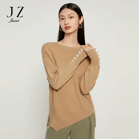 【百亿补贴官方直播】玖姿秋冬新款纯色羊毛简约宽松针织毛衣商品大图