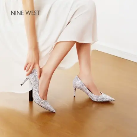 Nine West/玖熙浅口高跟鞋女7.5宴会婚鞋细跟高定版尖头单鞋优雅图片