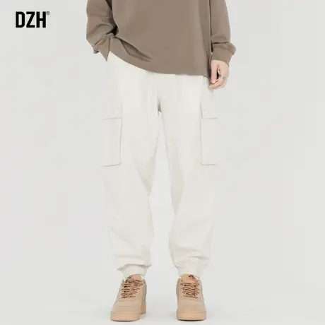 男生米白色工装裤男束脚纯棉宽松潮牌休闲裤子夏季薄款2023年新款商品大图
