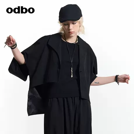 odbo/欧迪比欧设计师品牌25春夏新款短外套不对称个性休闲风上衣商品大图
