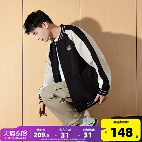 唐狮春秋冬季新款棒球服男拼接美式棒球领外套男青少年休闲运动男图片