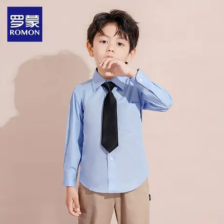 罗蒙男童白衬衫白色衬衣男孩儿童装中大童校服园服学生表演出服商品大图