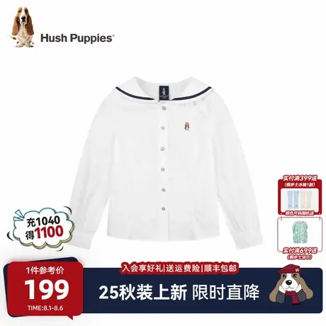 【25秋新品】暇步士童装女童长袖衬衫大童休闲舒适儿童娃娃领上衣商品大图