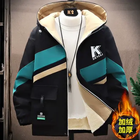 青少年秋冬季加绒加厚外套12帅气男孩夹克15岁初中学生大童秋装13商品大图