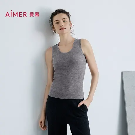 爱慕25秋冬保暖女轻盈针织珠链两面穿含羊毛打底背心AM72B876商品大图