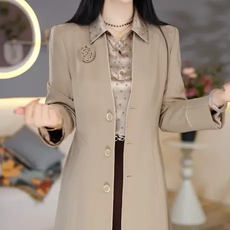 拉夏贝尔轻奢风高端大气风衣外套女2025秋季新款洋气减龄显瘦大衣图片