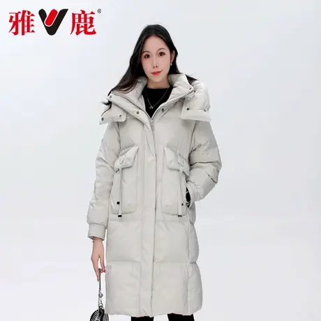 雅鹿正品显瘦长款羽绒服女款25新款秋冬季加厚时尚连帽鸭绒超保暖商品大图