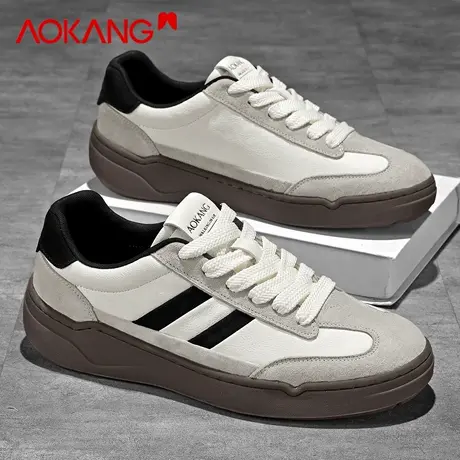 奥康德训鞋复古休闲百搭板鞋黑白熊猫图片