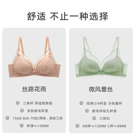 曼妮芬无钢圈文胸舒适聚拢软支撑性感蕾丝女士内衣胸罩20812034图片