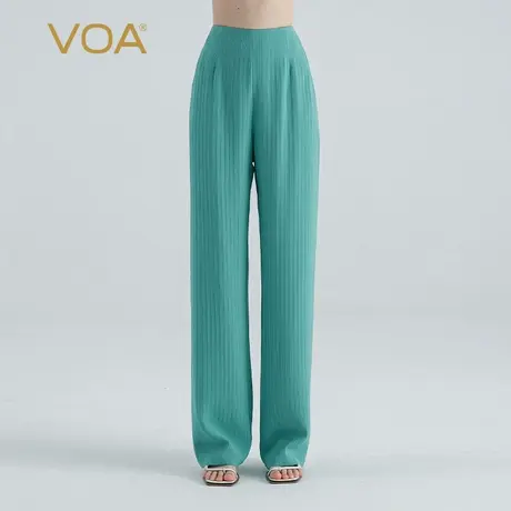 VOA41姆米无界重磅厚实桑蚕丝自然腰侧口袋简约真丝直筒长裤秋冬商品大图