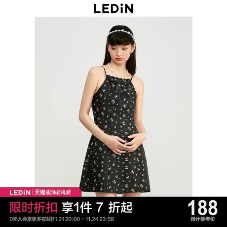 乐町名媛挂脖连衣裙23年初秋新款碎花裙女轻礼服内搭裙吊带连衣裙图片