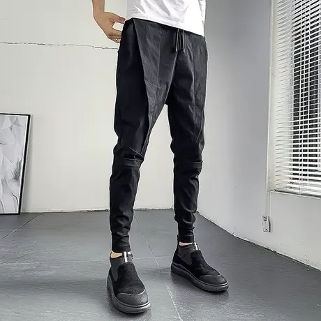 2023秋季男网红时尚小伙裤子韩版潮流百搭束脚修身哈伦裤休闲长裤商品大图