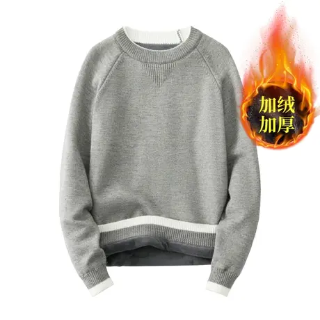 雪尼尔毛衣男士秋冬季加绒加厚潮流学生卫衣一体绒保暖衣服打底衫商品大图