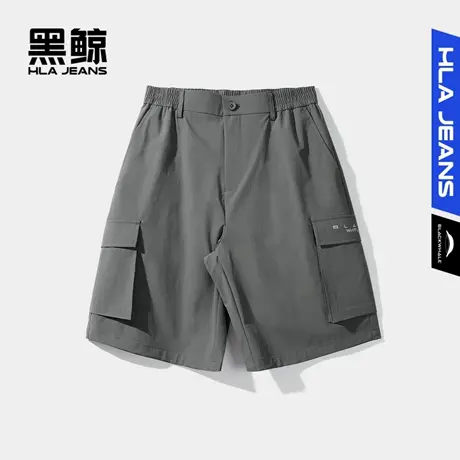 黑鲸HLAJEANS海澜之家旗下潮牌半松紧腰休闲中裤男工装风休闲裤图片