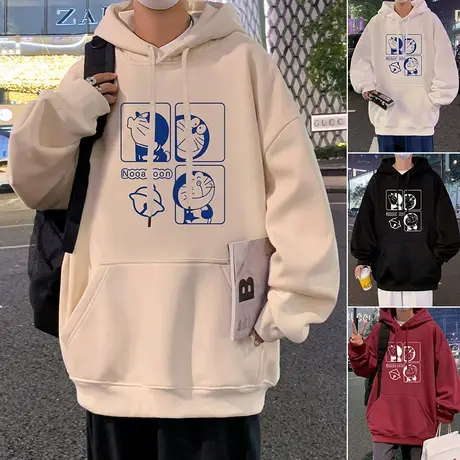 潮牌连帽卫衣男春秋季新款男生帽衫宽松外套重磅卡通港风国潮衣服商品大图