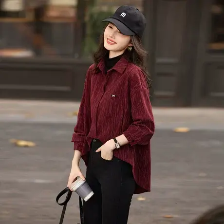 时尚气质衬衫2023年冬季新款女拼接百搭高级韩版显瘦假两件上衣商品大图