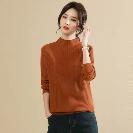 韩潮袭人半高领套头毛衣女2023冬季新款修身打底衫针织上衣女图片
