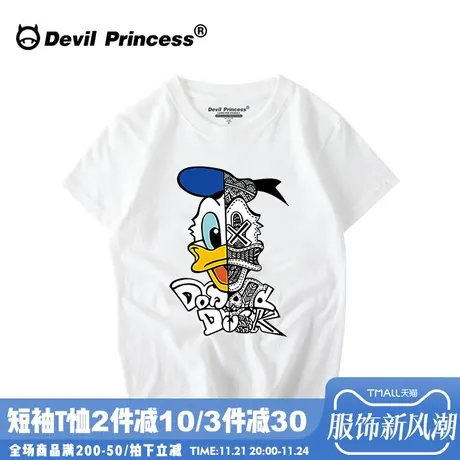 韩国ulzzang原宿风个性卡通t恤女短袖情侣装夏装韩版宽松BF学生夏商品大图