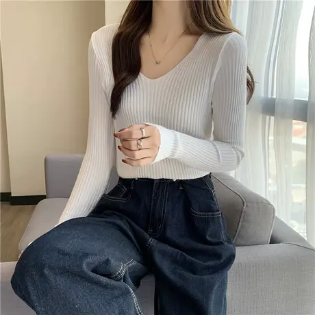 2023早春秋冬新款漂亮上衣内搭别致打底衫设计感女小众毛衣针织衫图片