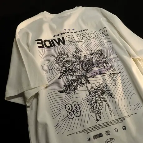 大码美式hiphop街头潮牌短袖t恤女夏ins酷宽松复古欧美风半袖上衣商品大图