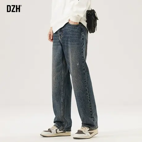 男士复古牛仔裤男高街美式大码男裤休闲长裤高级感裤子2023年新款商品大图