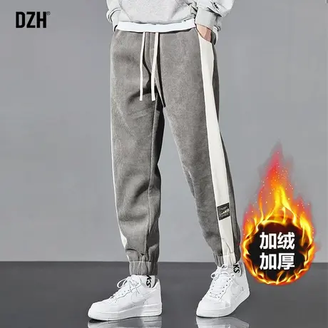 男士加绒裤男冬季加厚拼接裤子2023新款爆款潮牌束脚裤加绒休闲裤商品大图