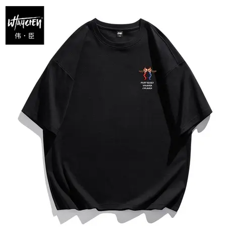 伟臣2023夏季新品创意动漫印花大码短袖T恤胖子加肥加大纯棉体恤商品大图