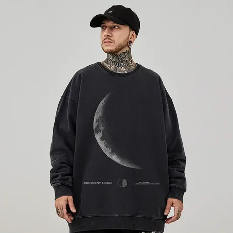 重磅美式复古嘻哈大码卫衣男纯棉做旧高街胖子外套加绒春秋款冬季图片