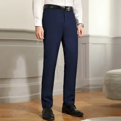加绒西裤男藏青色休闲裤男士秋冬新款正装商务西裤工作西装裤制服图片