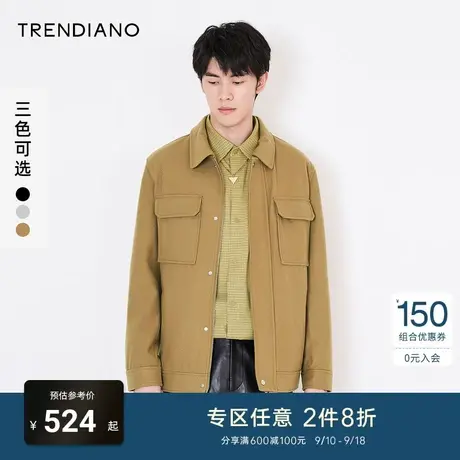 TRENDIANO官方潮牌男装秋冬工装潮流时尚百搭含羊毛呢大衣外套男商品大图
