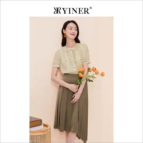 【赫本猫联名】YINER音儿专选女装夏季印花衬衫上衣商品大图