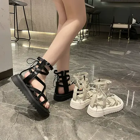 罗马凉鞋女2024年夏季新款厚底沙滩鞋子网红时尚百搭ins风仙女风商品大图