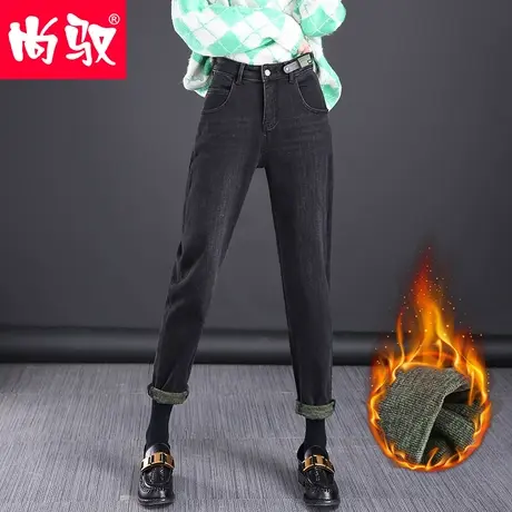 尚驭牛仔裤女宽松高腰显瘦阔腿女2023年秋冬季新款垮裤加绒女裤子商品大图