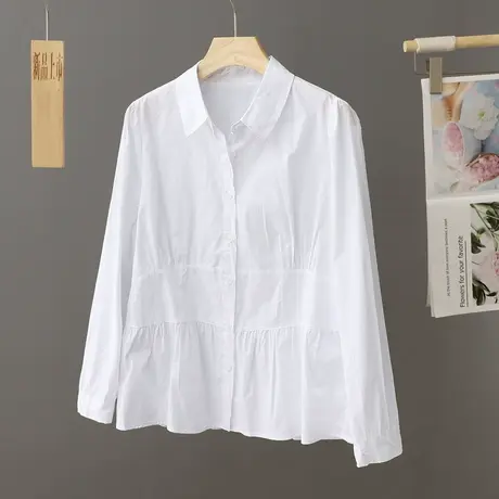 法式白色衬衫女洋气2024春秋新款上衣宽松高级设计感小众女装衬衣商品大图