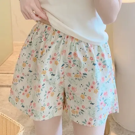 睡裤高腰纯棉薄款女夏遛弯阔腿裤宽松居家裤休闲裤短裤女款夏季商品大图
