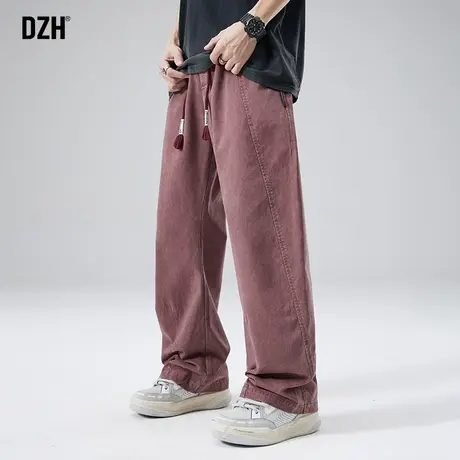 男生红色裤子男春秋直筒潮牌休闲美式工装裤宽松2024新款纯棉长裤商品大图