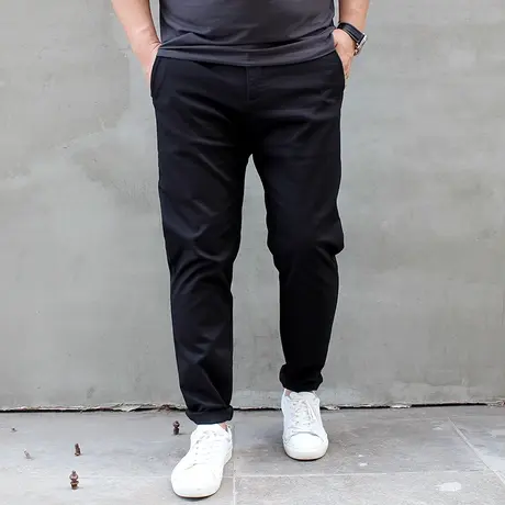 秋季新款黑色大号潮胖修身小脚弹力加肥加大码男士休闲裤长裤商品大图