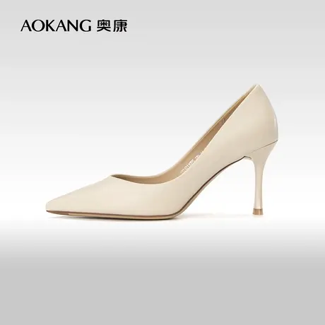 奥康女鞋 2024春季新款法式裸色高跟鞋细跟职业装不累脚浅口单鞋商品大图